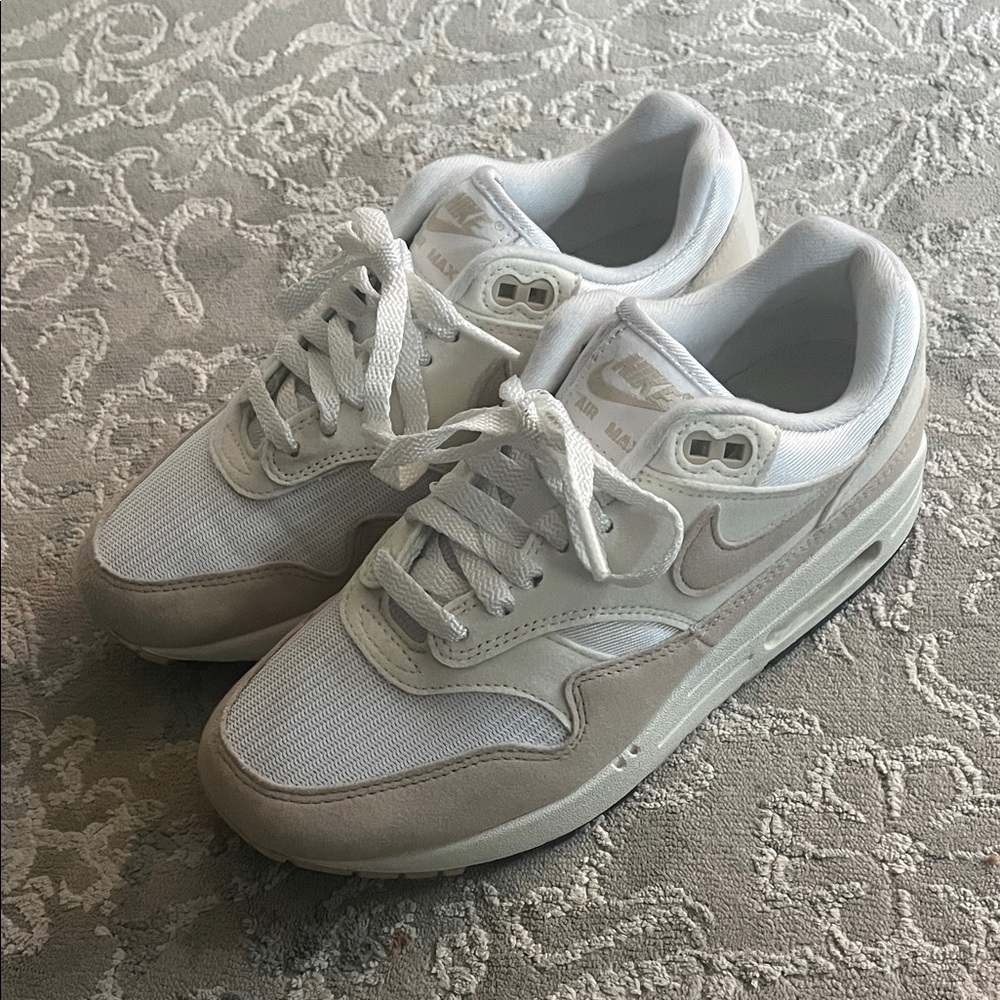 Nike Air Max White and Tan Sneakers